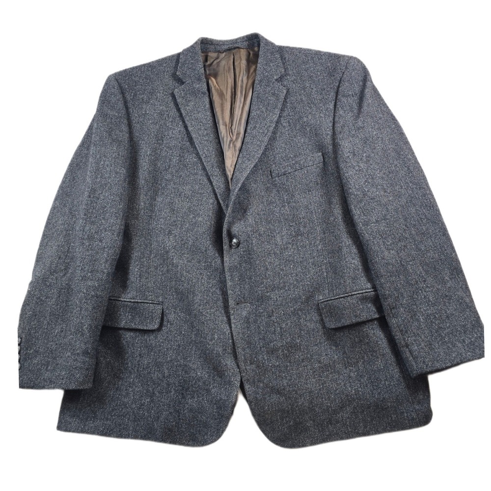 Kroon Wool Herringbone Blazer Mens 50R Gray Bryce 4 Season Sport Coat